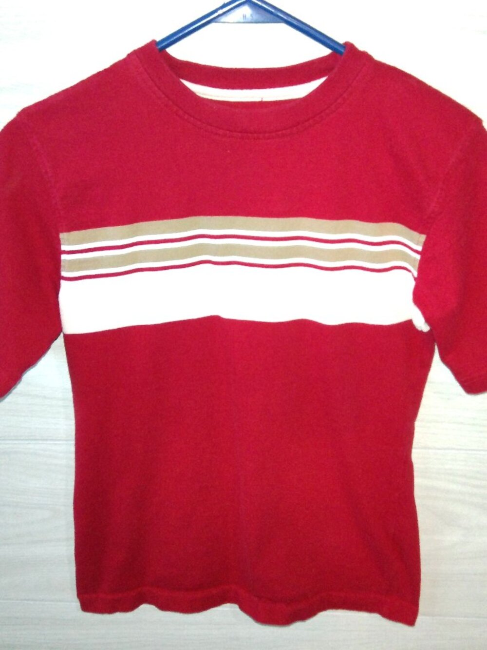 CRB Canyon River Blues Boys T-Shirt Size M (10) Red w/ Stripes Short Sleeves
